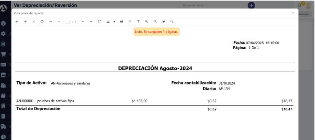 Mejoras implementadas en el módulo de activos fijos
