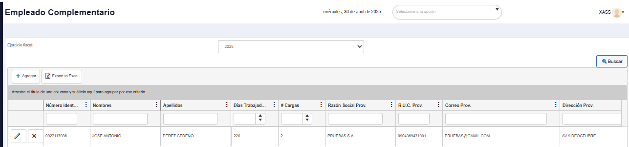 Pago de Utilidades de Servicios Complementarios
